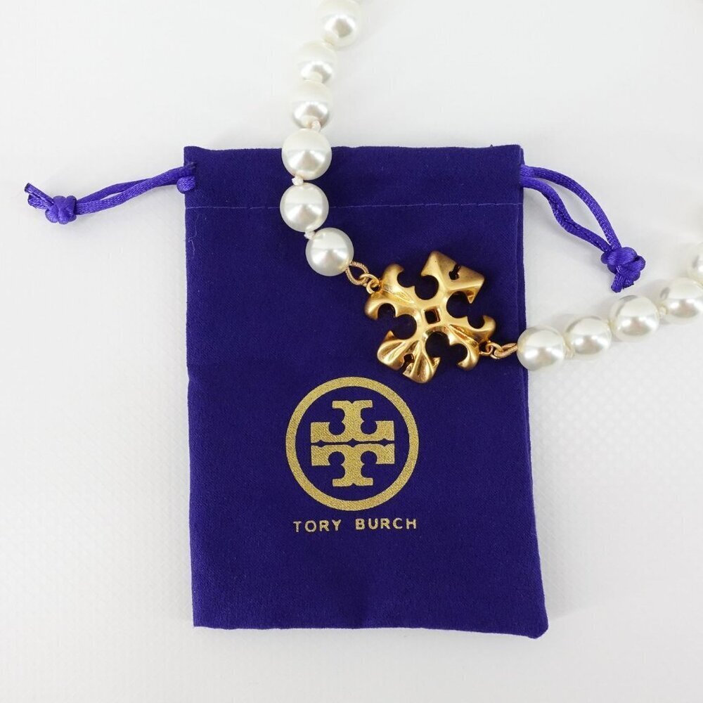 Tory Burch Roxanne Pearl Necklace Gold/ Ivory OS - Picture 11 of 14